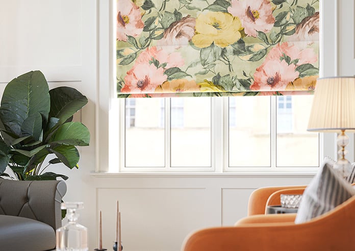 Amelia Faux Silk, Honeydew - Motorised Roman Blind - Image 5